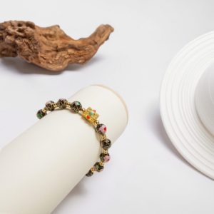 BLACK LOTUS - 7mm - 3 Spiritual black lotus bracelet – A 7mm copper-based Cloisonné bracelet, inspired by Tibetan tradition, offering strength and enlightenment.