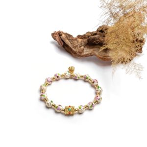 WHITE LOTUS - 7mm - 4 Handmade ivory Cloisonné bangle – A timeless Asian-inspired bracelet, blending traditional enamel artistry with sacred Buddhist symbolism.