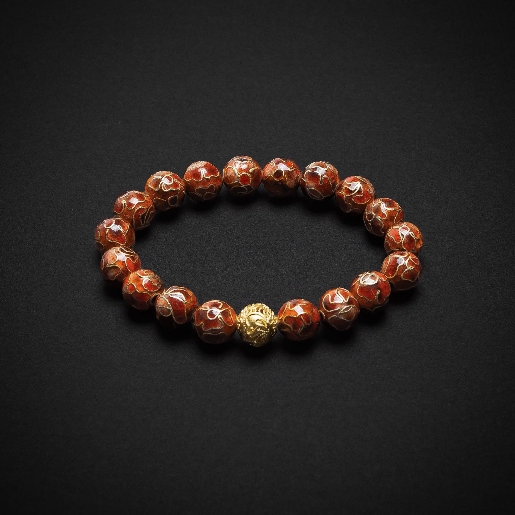 SUNRISE - 10mm -1 Sunrise Cloisonné bracelet – A warm-toned handcrafted enamel bracelet, capturing the radiance of dawn with traditional Chinese artistry.