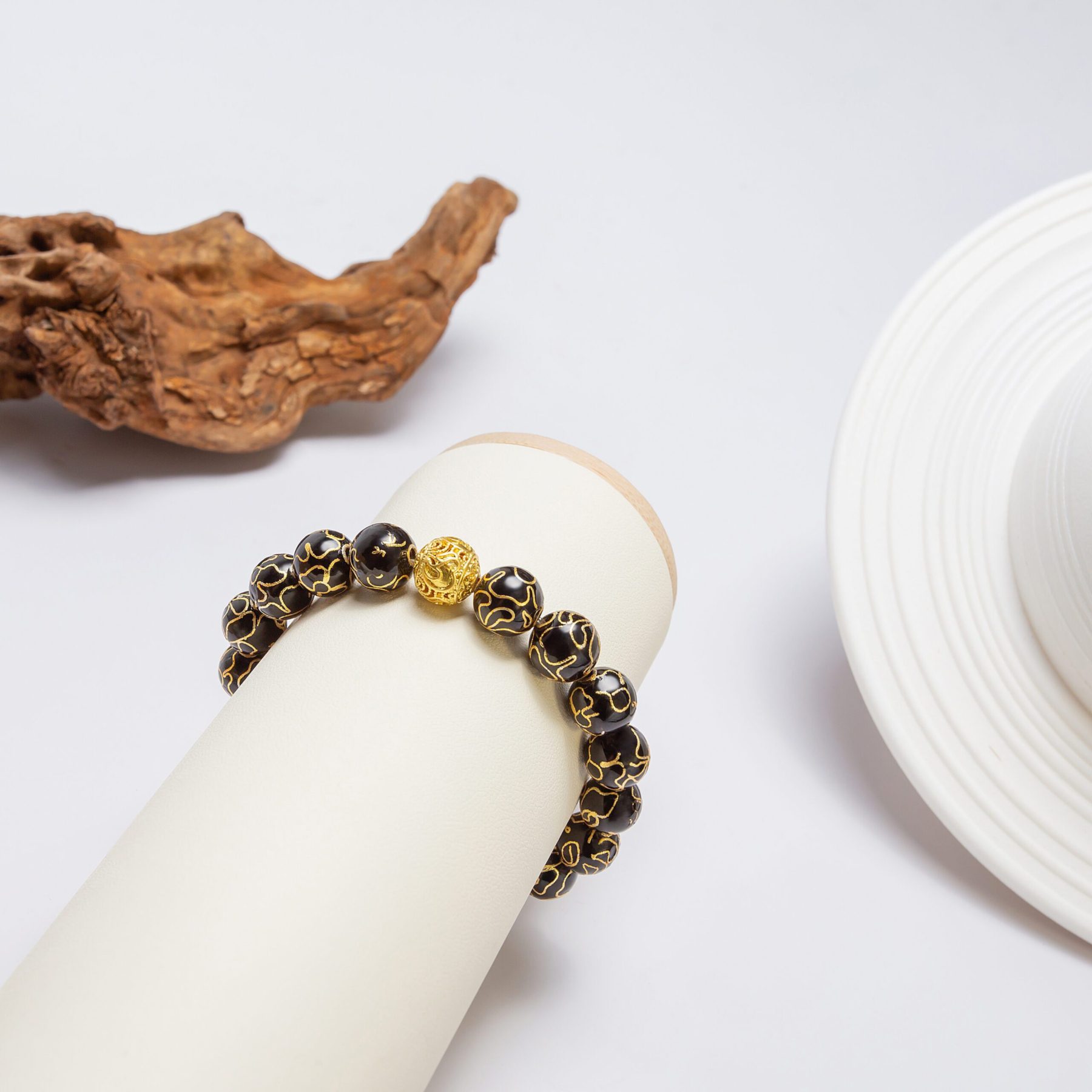 MIDNIGHT - 10mm - 3 Celestial black Cloisonné bangle – A luxury handcrafted bracelet, blending traditional enamel artistry with cosmic mystique.