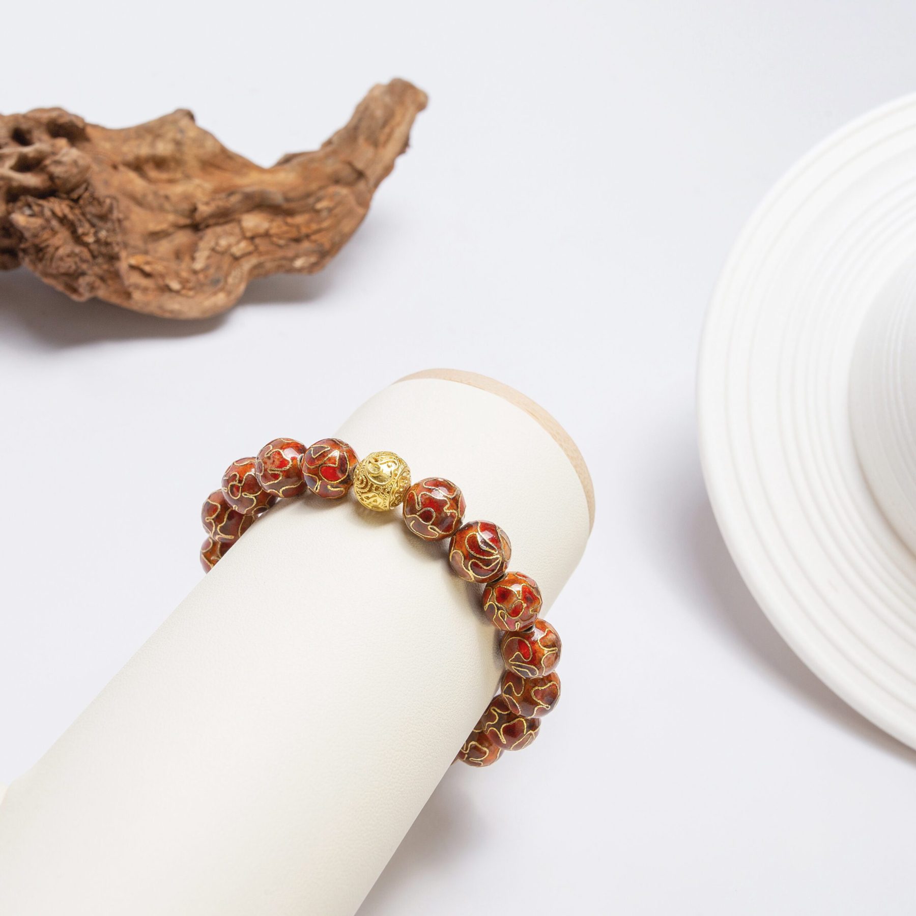 SUNRISE - 10mm -3 Golden-hued Cloisonné bangle – A handmade artisan bracelet, representing renewal, optimism, and cultural heritage.