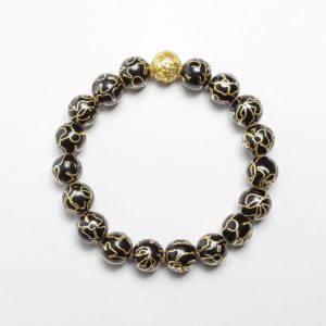 MIDNIGHT - 10mm - 2 Handmade black enamel bracelet – A heritage-inspired Cloisonné bracelet, embodying the elegance of the night sky with a radiant gold finish.