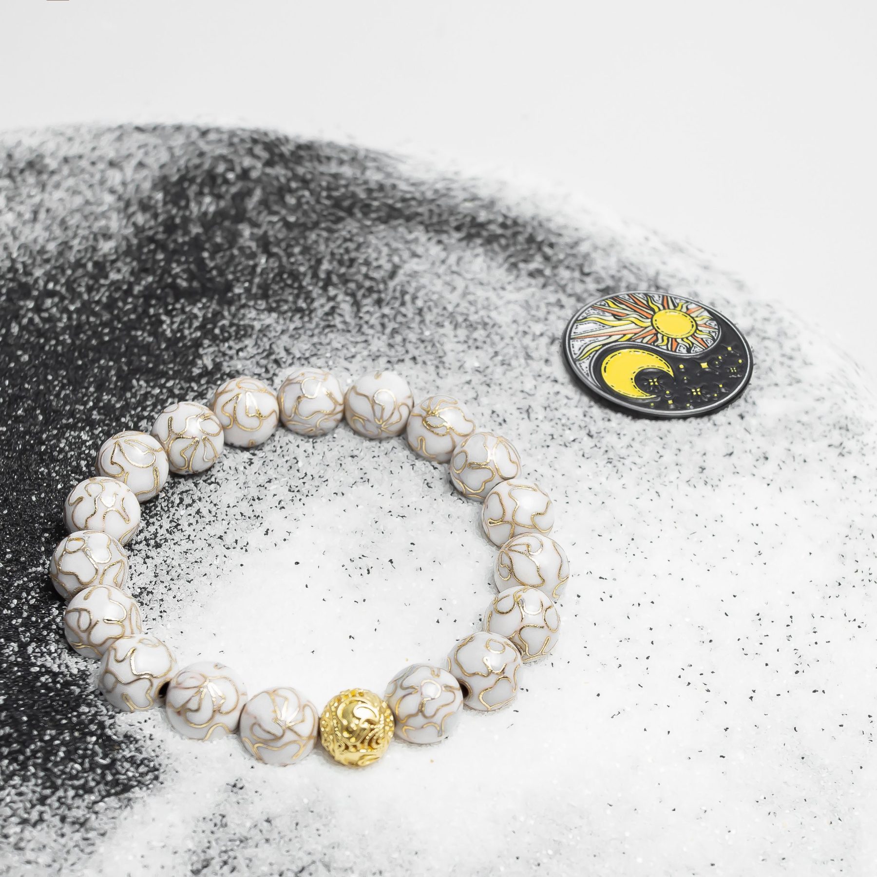 MOONLIGHT - 10mm - 5 Artisan white Cloisonné jewelry – This heritage enamel bracelet features a delicate silver finish, embodying the mystery of moonlit nights.