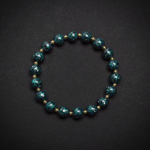 Universe - 8mm -2 Luxury dark blue lacquer bracelet – A handmade artisan bangle, featuring a deep midnight blue lacquer finish, evoking the beauty of starlit skies and cosmic mystery.