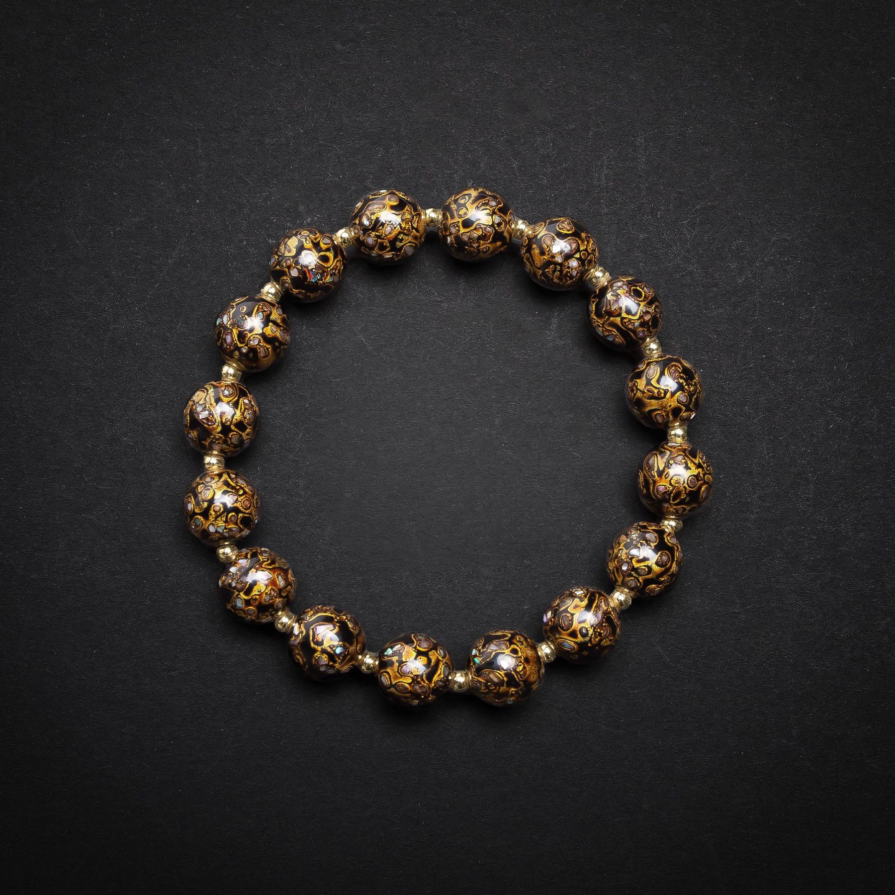 Obsidian - 10mm - 2 Luxury black lacquer bracelet – This handmade artisan bangle features a sleek, high-gloss black lacquer finish, symbolizing refinement and modern heritage jewelry.