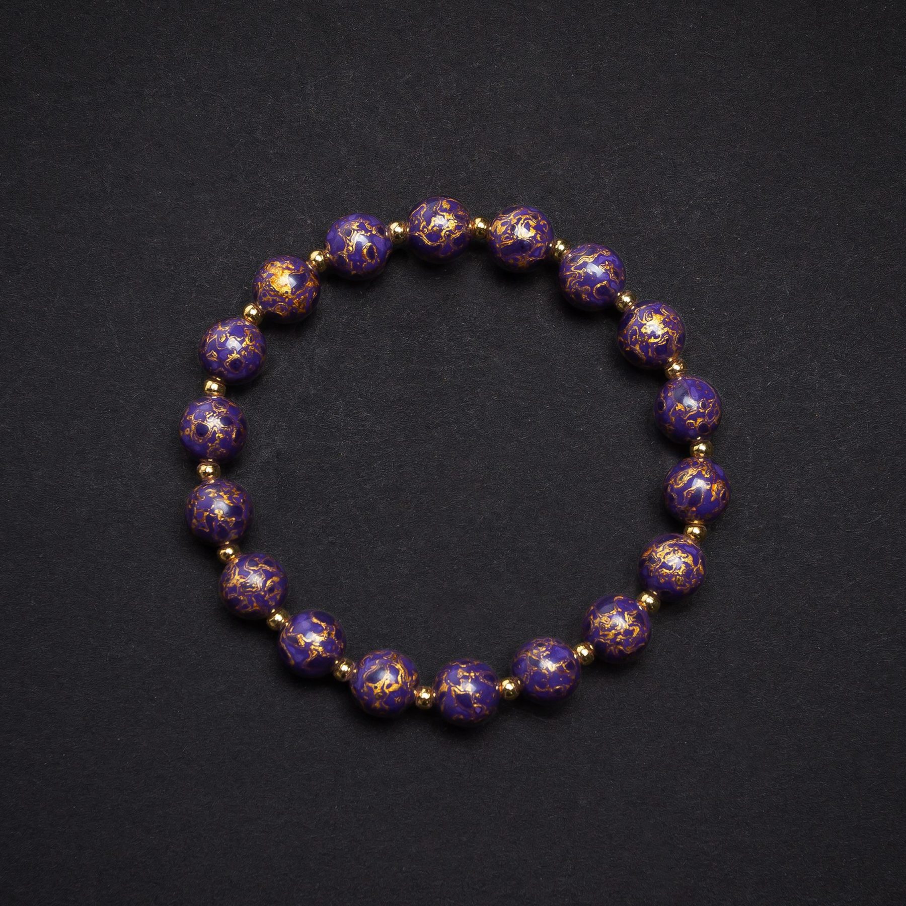 Start Dust - 8mm - 2 Luxury dark purple lacquer bracelet – A handmade artisan bangle with a rich stardust-inspired finish, merging ancient lacquer techniques with modern celestial aesthetics.