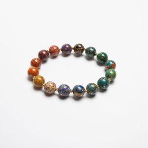 Rainbow - 10mm - 1 Rainbow lacquer bracelet – A handcrafted artisan bangle featuring 18 colorful beads, inspired by traditional Chinese lacquerware techniques and celebrating diversity and inclusivity.