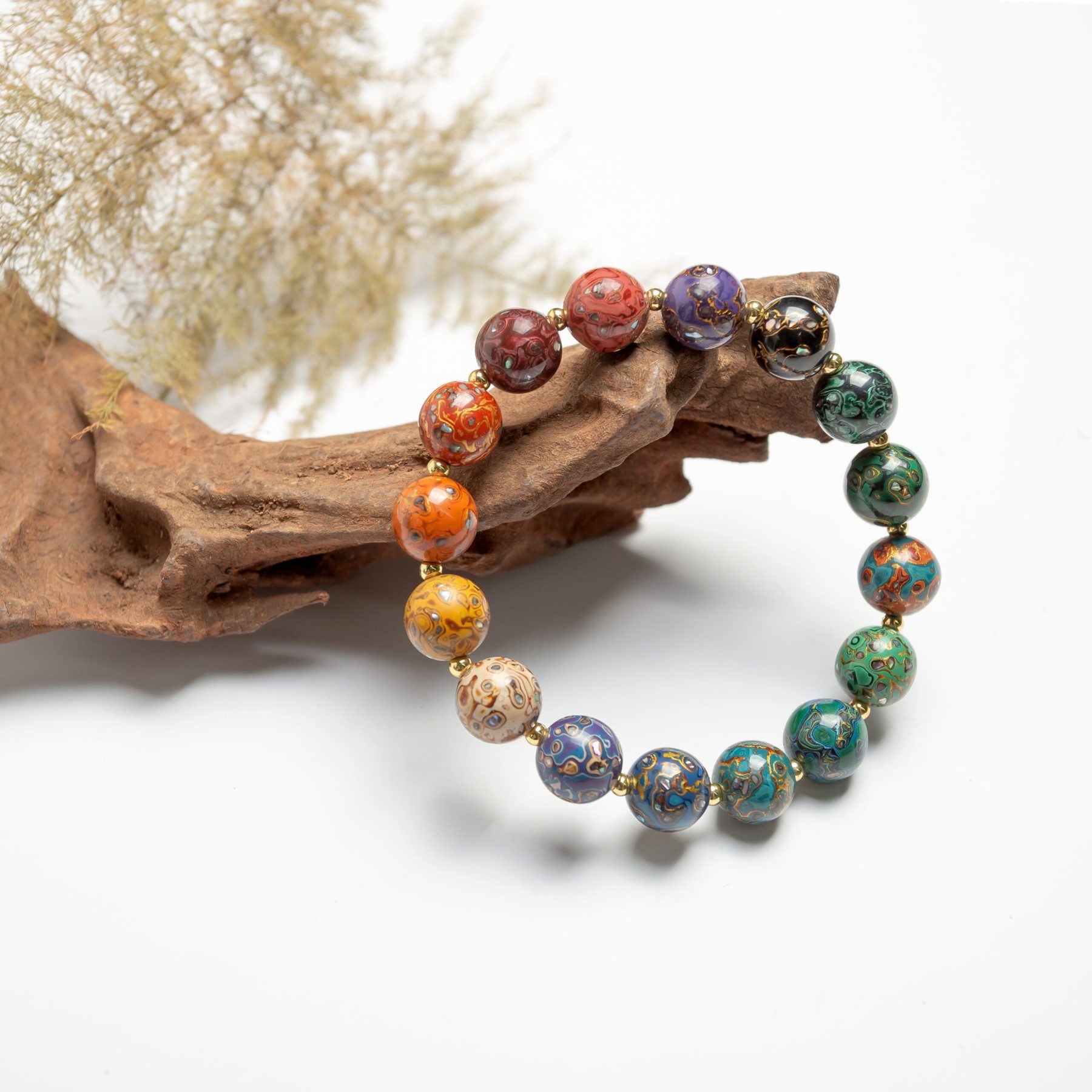 Rainbow - 10mm - 5 Cultural fusion lacquer bracelet – A vibrant handmade bangle crafted with Chinese lacquer techniques, perfect for those who appreciate heritage jewelry and contemporary design.